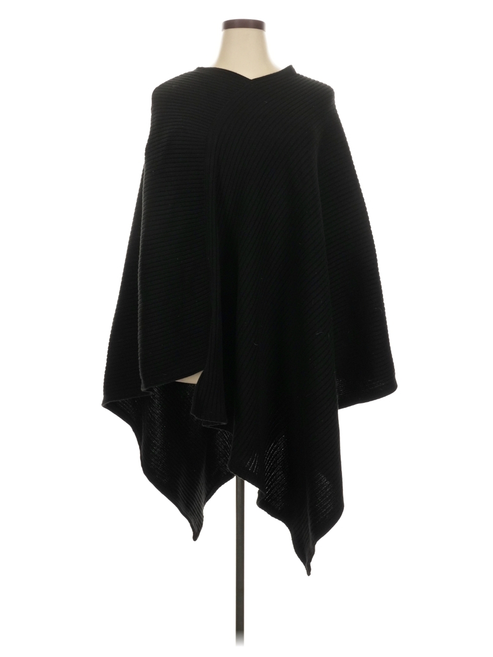 FRAKTURA Black Women's Knit Plus Poncho 2XL/3XL Acrylic Wool Cotton Mix